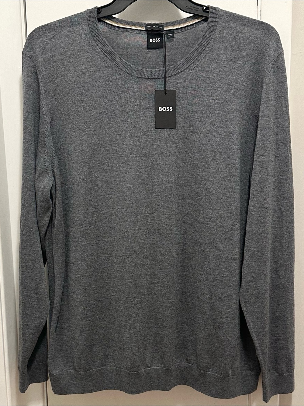 Hugo Boss 100% Virgin Wool Italian Yarn Crew Neck Sweater Mens XXXL 3XL Gray NWT